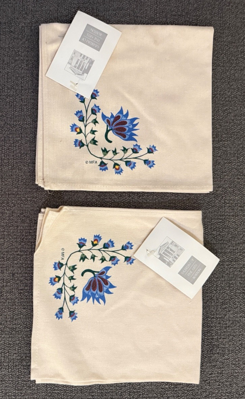 🖼️ Museum of Fine Arts Boston French Floral Cotton Napkins – Set of 2 – New